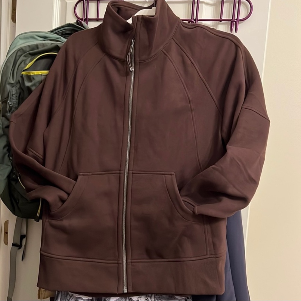 Scuba Oversized Funnel-Neck Full Zip Espresso XS/S